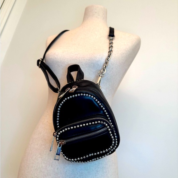 Handbags - Black Studded Mini Backpack